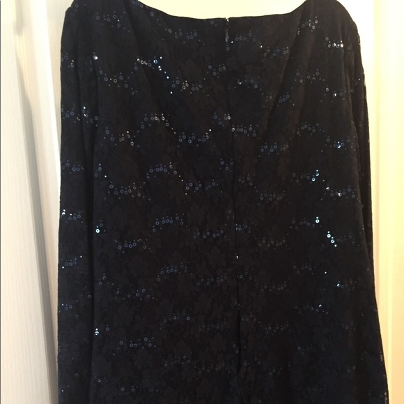 Chaps Navy Gathered Lace & Sequin Sheath Dress 22W - Picture 6 of 8